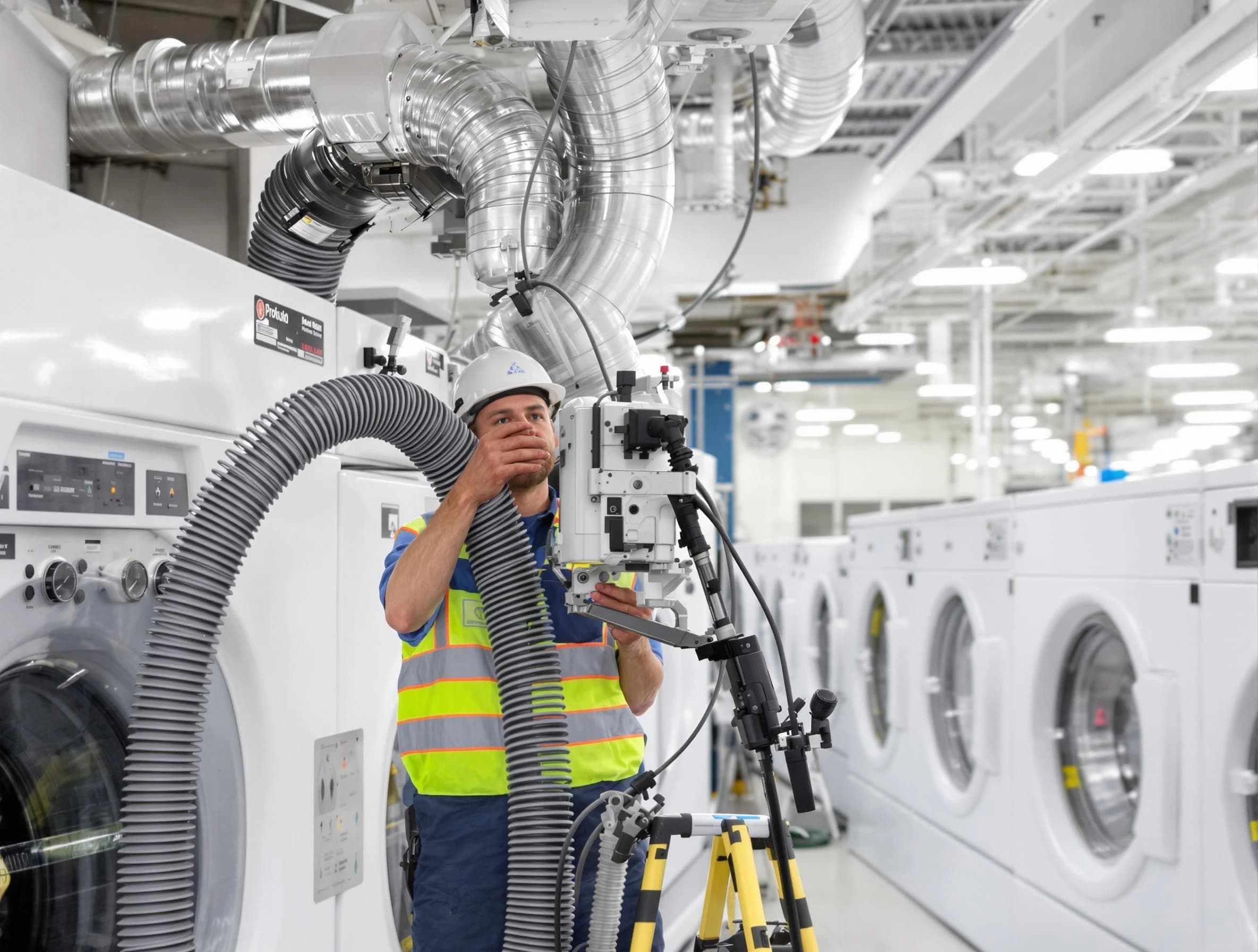 Centennial Dryer Vent Cleaning team performing commercial-grade dryer vent cleaning at a business facility in Centennial