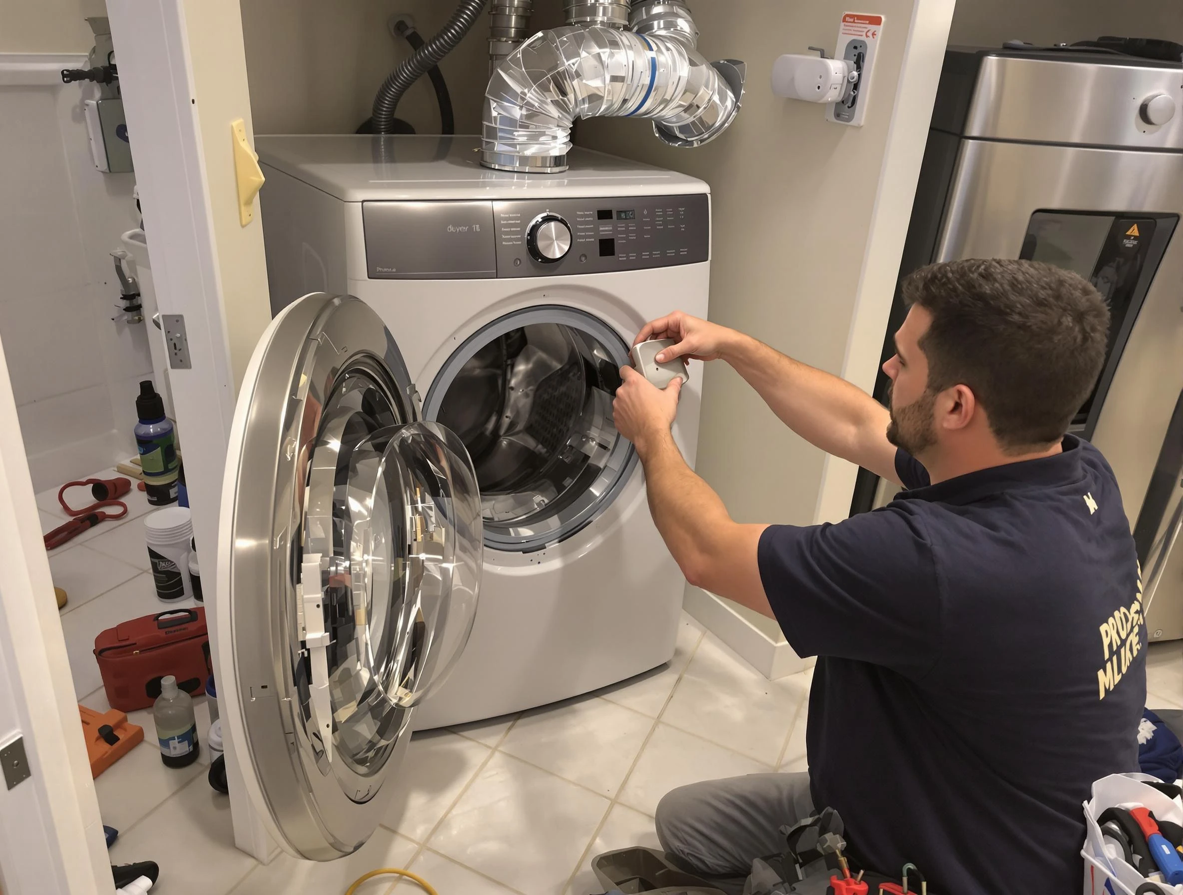 Centennial Dryer Vent Cleaning technician performing precise dryer vent hose installation in Centennial